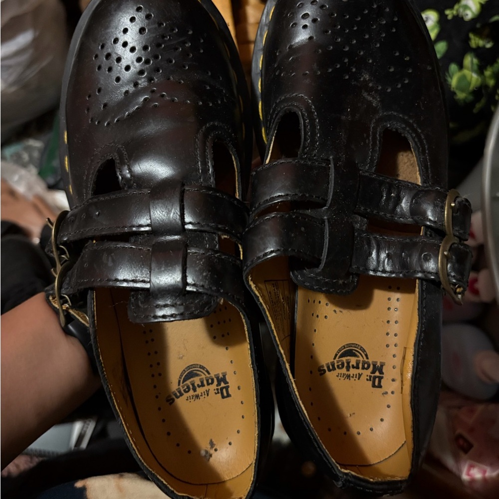 Used Dr. Martens Black Leather Buckle Shoes
